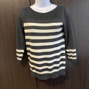 LOFT Black White Striped Spring Sweater